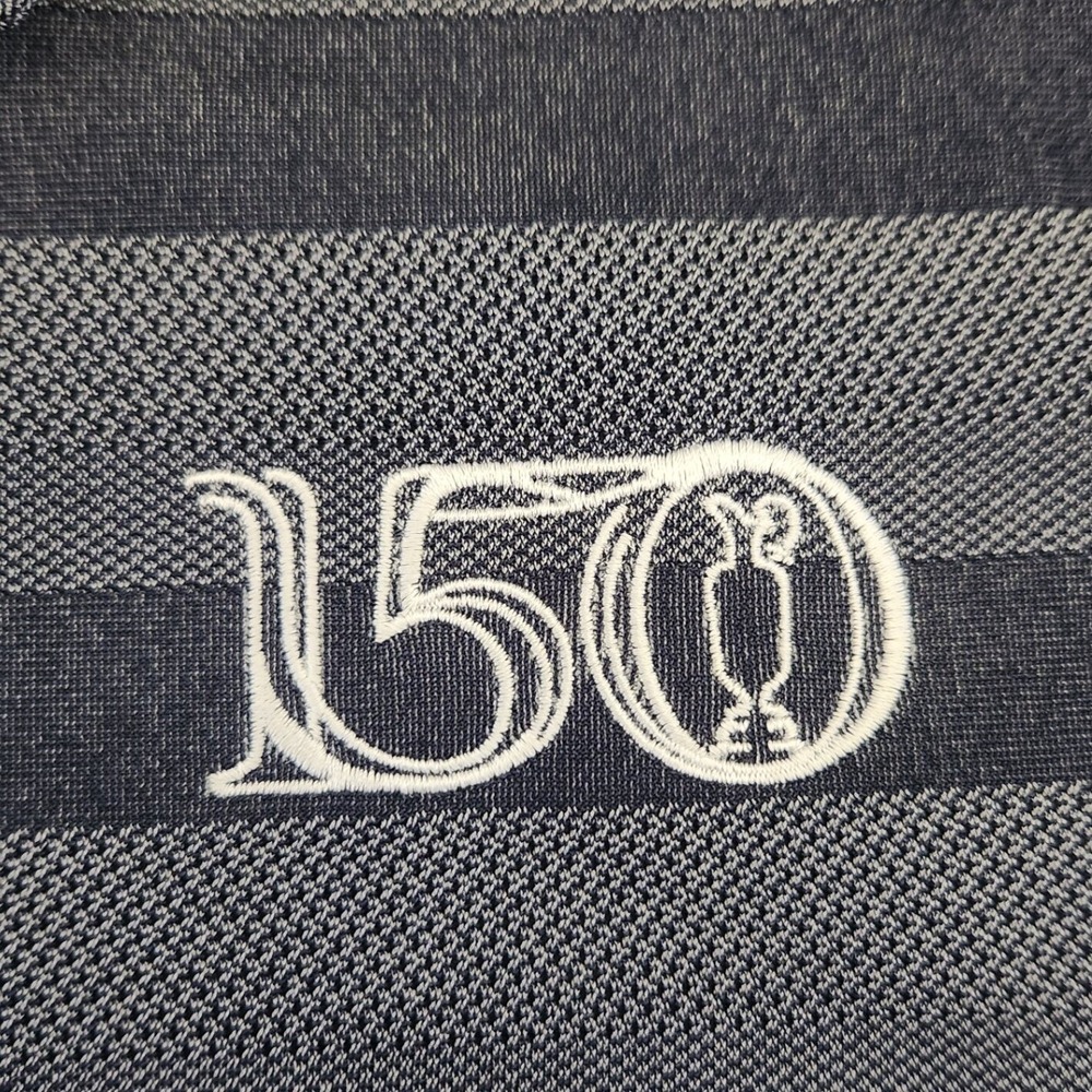 Adidas Golf Polo Shirt 150 British Open Logo Striped Gray Mens 2XL - Picture 6 of 8